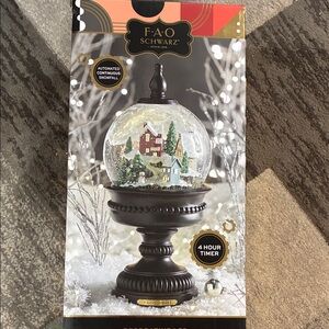FAO Schwarz Holiday Snow Globe with  Base